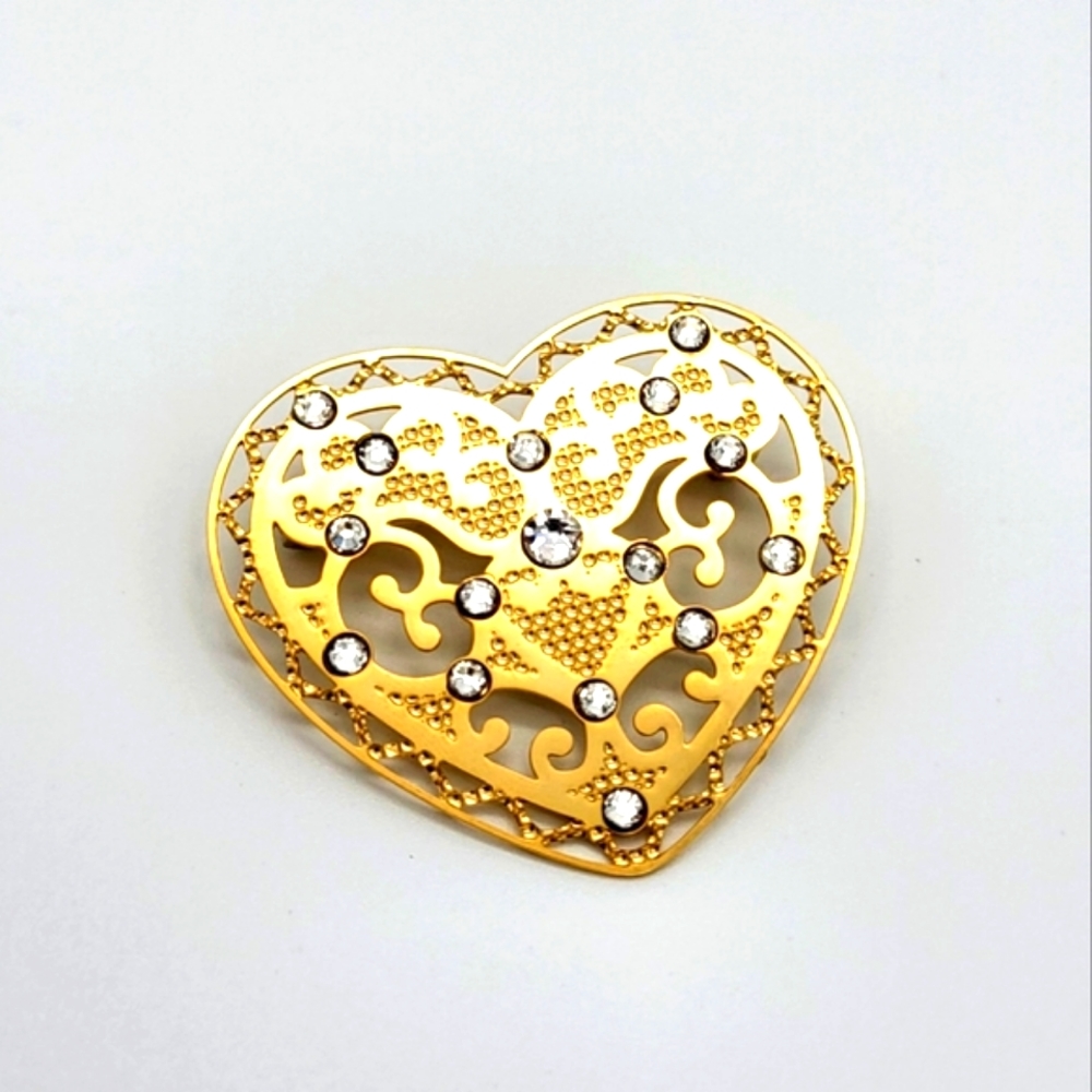 10k gold platted brass Heart pin from the Danbury Mint